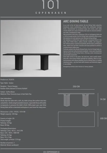 Arc matbord 95x250 cm - Coffee black oak - 101 Copenhagen