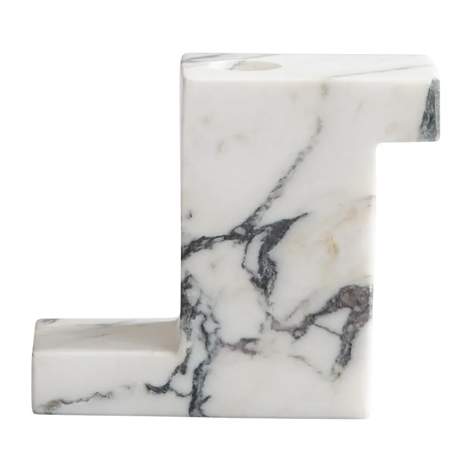 Brick hög ljusstake 10,5x12,5 cm, Calacatta 101 Copenhagen