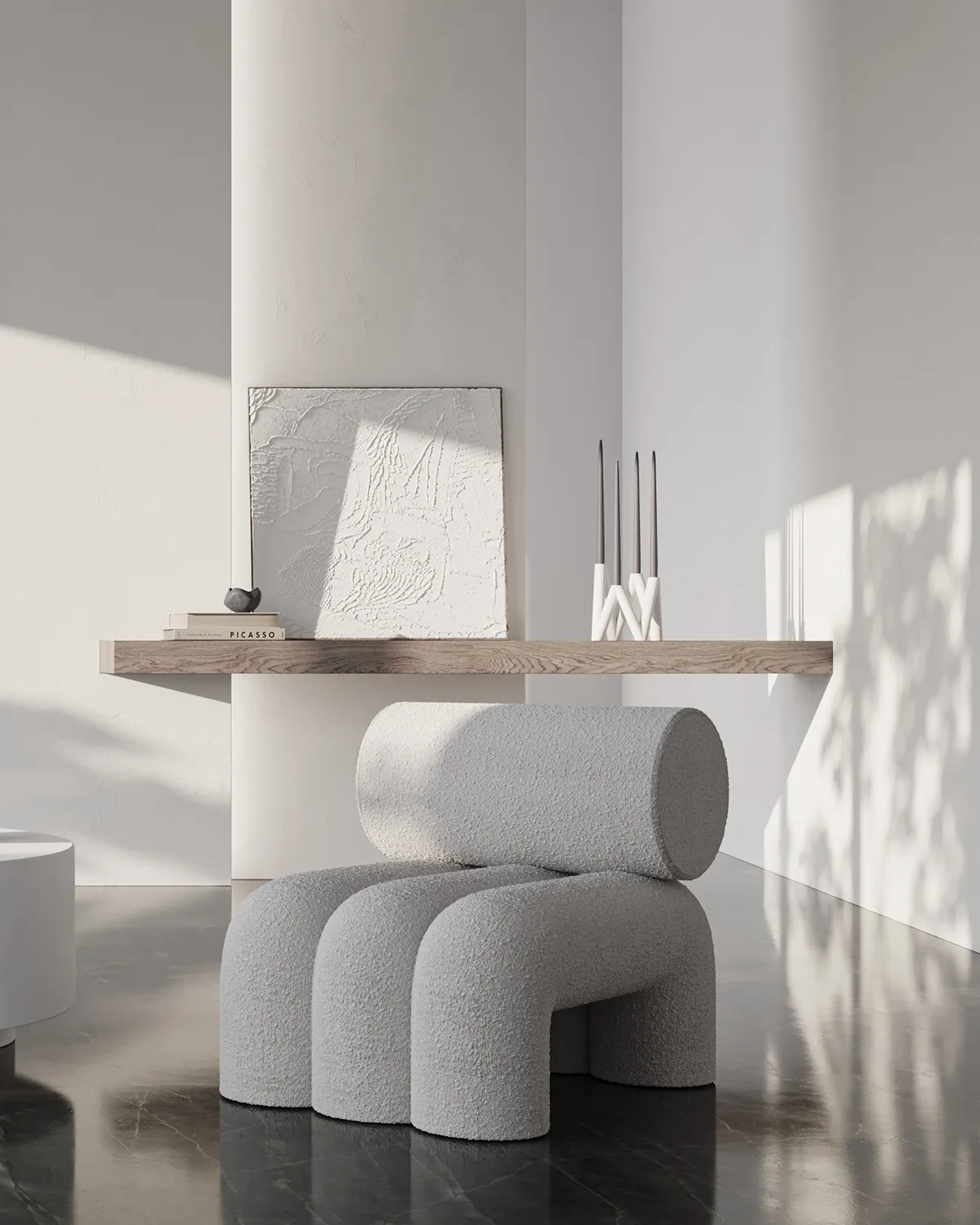 Foku Chair loungefåtölj, Bouclé 101 Copenhagen