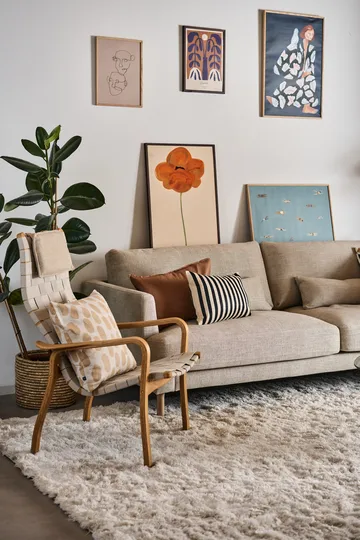 Bredhult soffa - Bern Beige 0341-vitoljad ek, 3-sits - 1898