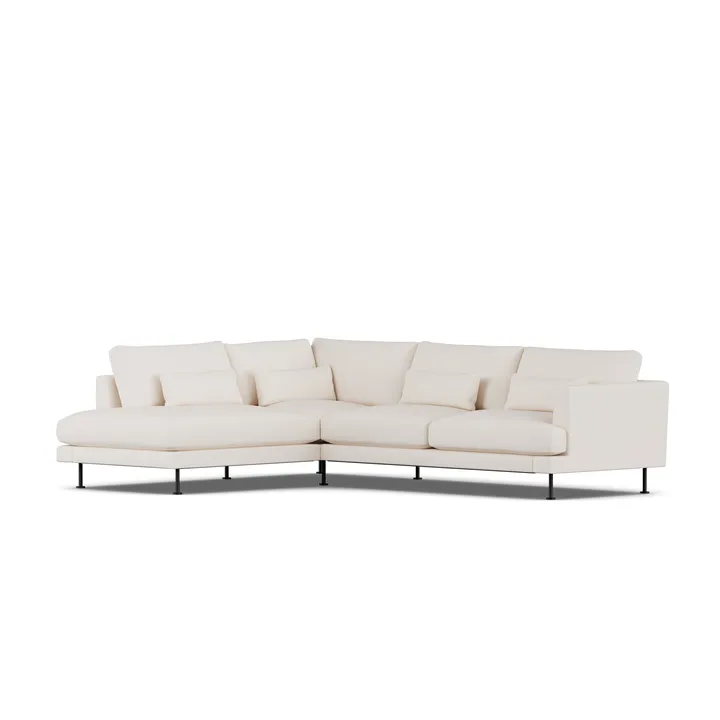 Bredhult soffa - Caleido Beige 9600-svart stål, 3-sits A2 - 1898