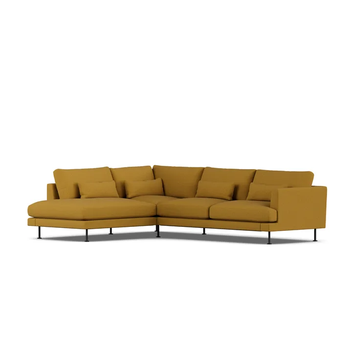 Bredhult soffa - Luiza Mustard 3972-svart stål, 3-sits A2 - 1898
