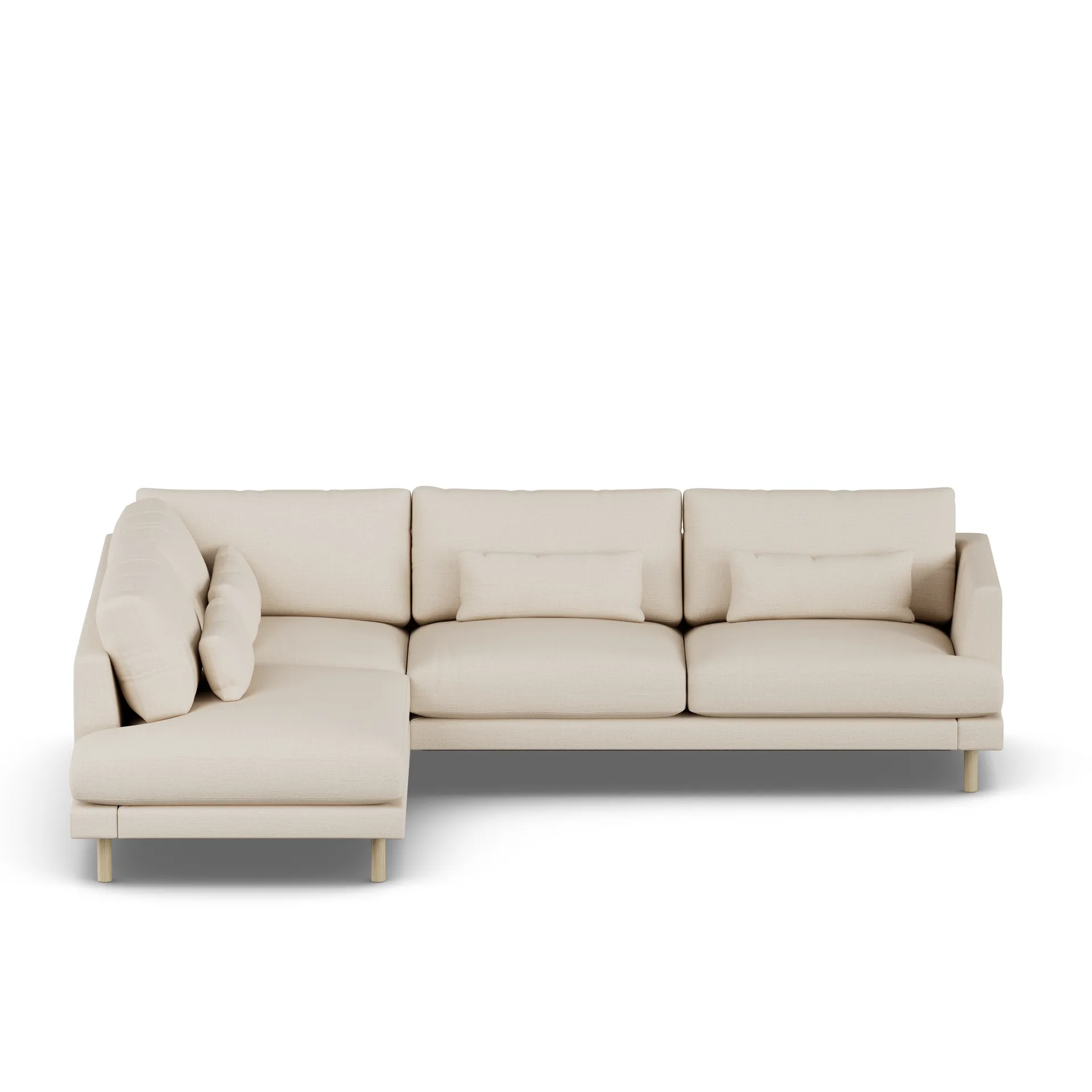 Bredhult soffa, Same Beige 6670-vitoljad ek, 3-sits A2 1898