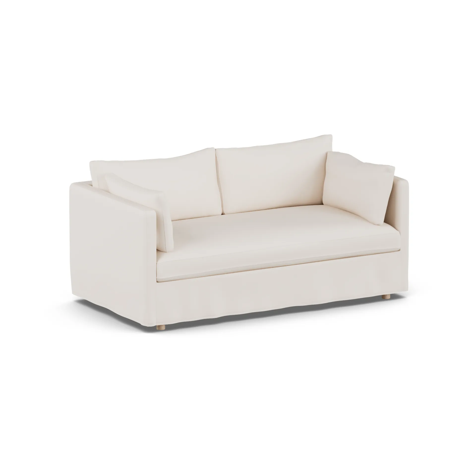 Linnevik soffa, Caleido Beige 9600-vitoljad ek, 2-sits, med kappa 1898