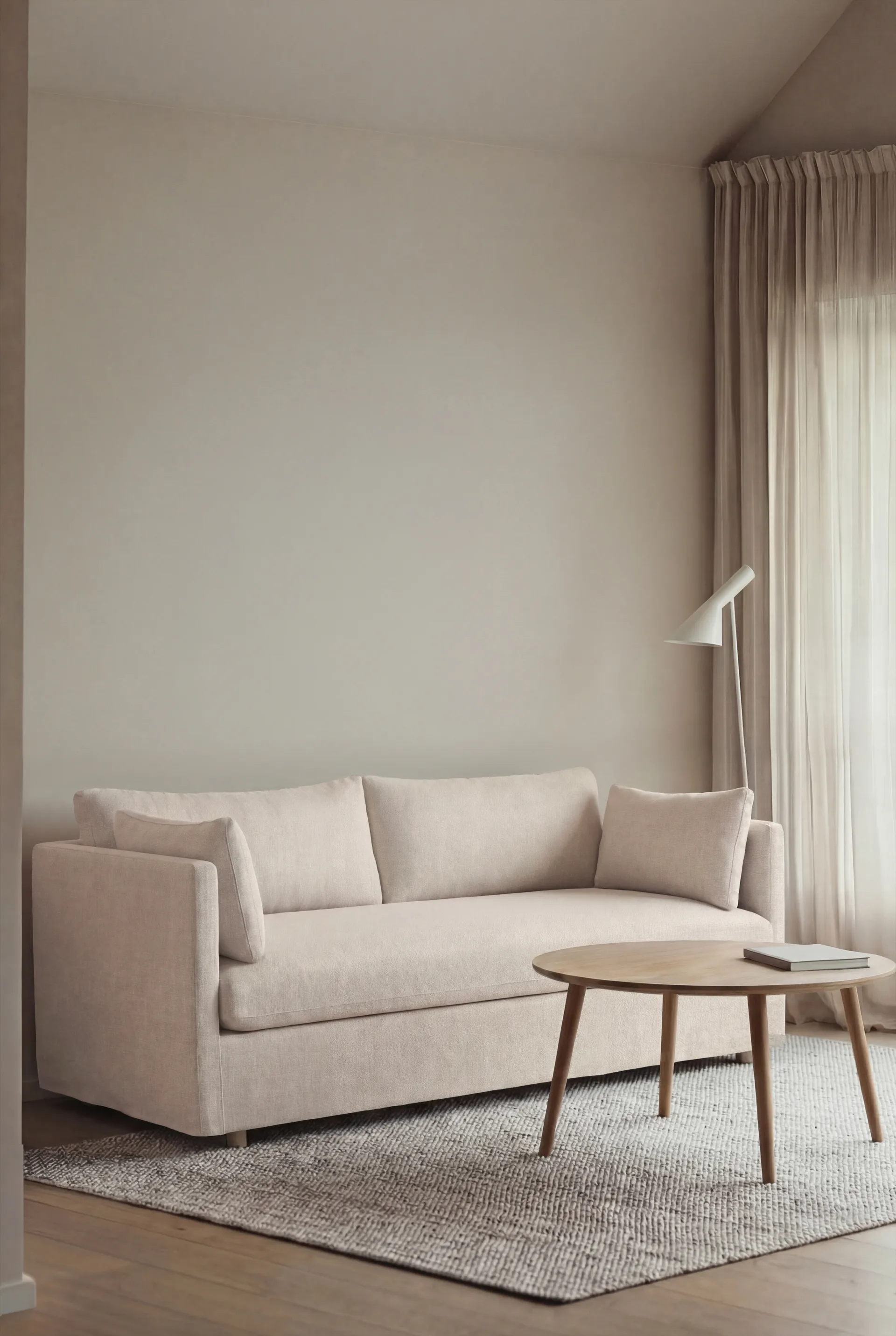 Linnevik soffa, Caleido Beige 9600-vitoljad ek, 2-sits, med kappa 1898