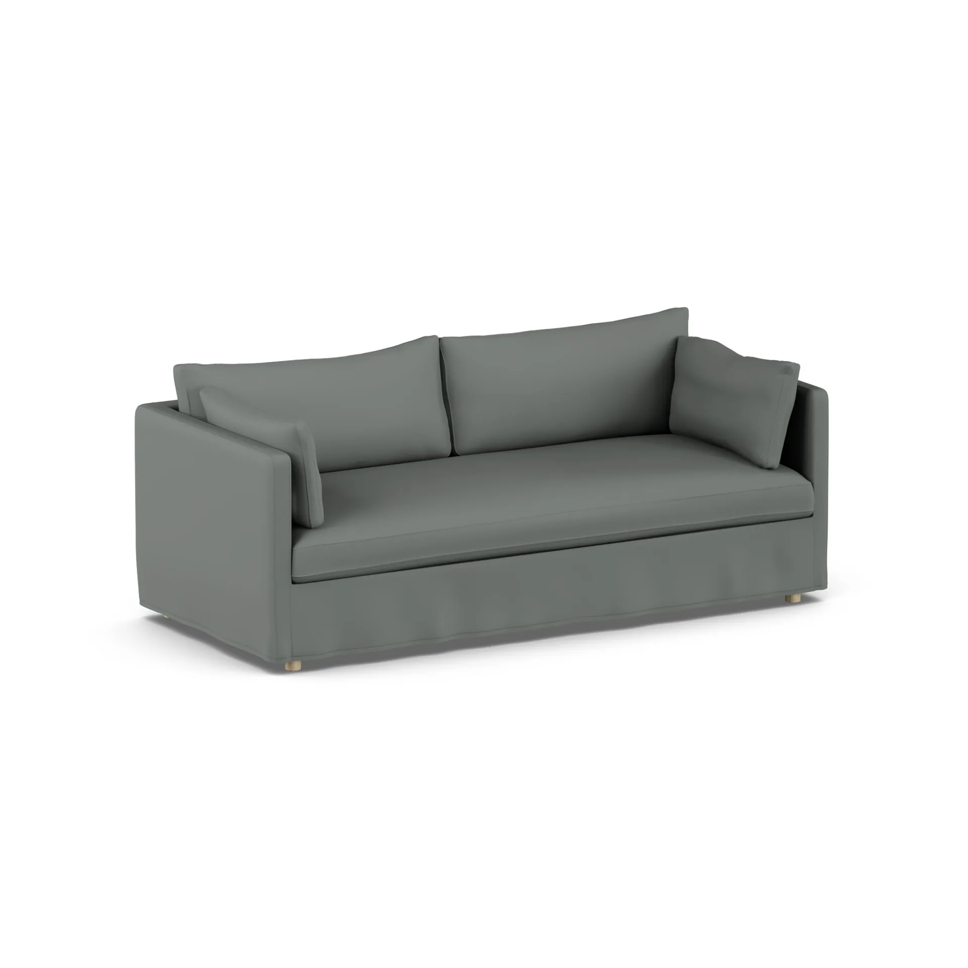Linnevik soffa, Caleido Grey 1240-vitoljad ek, 3-sits, med kappa 1898