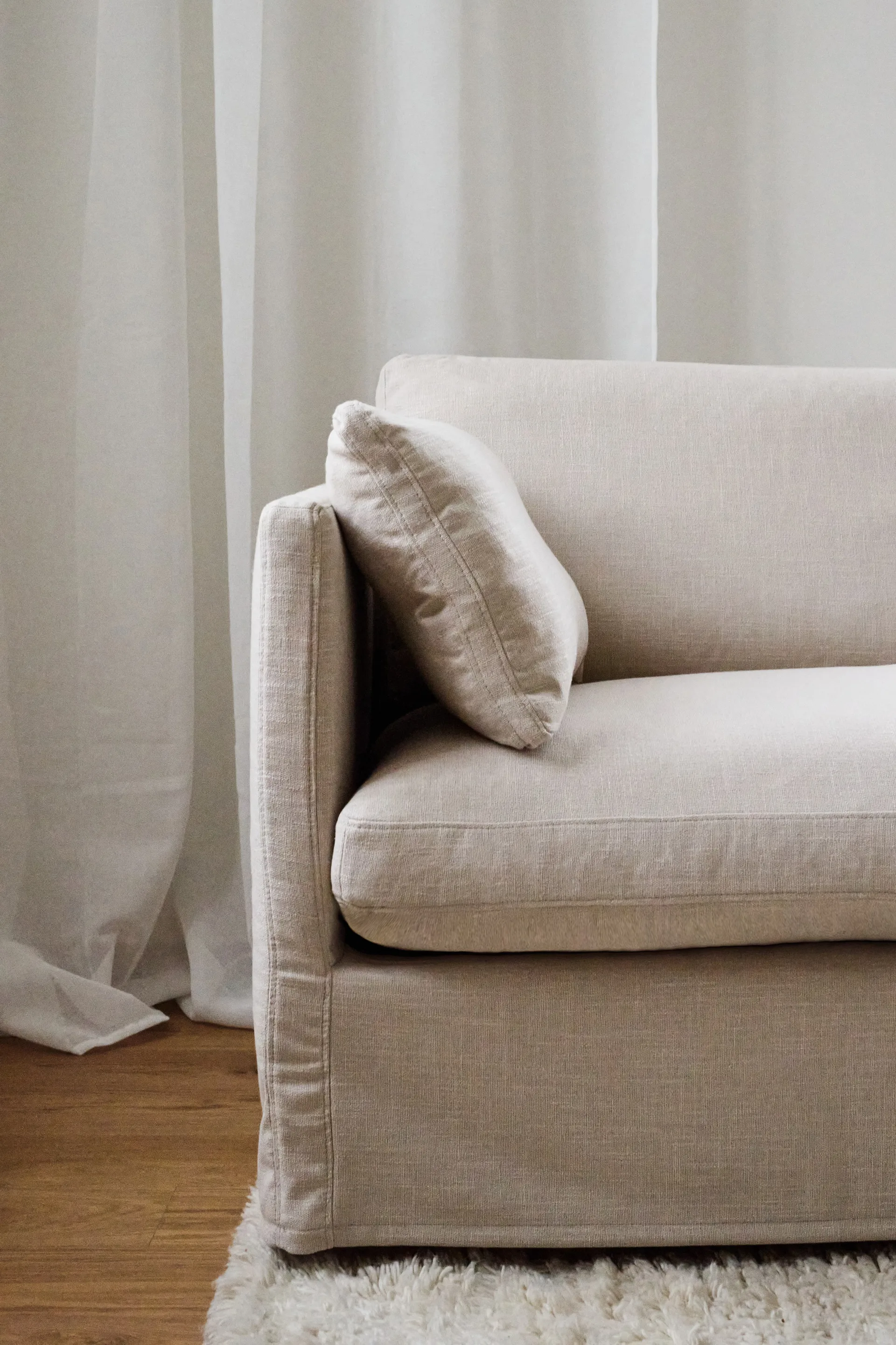 Linnevik soffa, Same Beige 6670-vitoljad ek, 2-sits, med kappa 1898