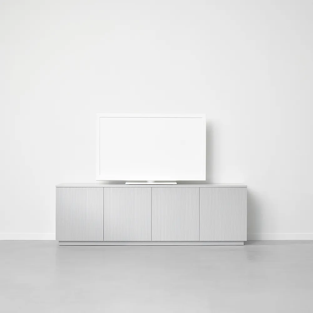 Beam sideboard, vit lack, sockel i oljad ek A2