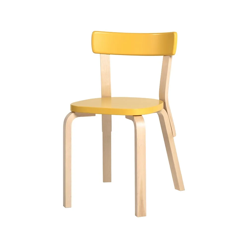 69 stol, Gul-Björkstativ Artek