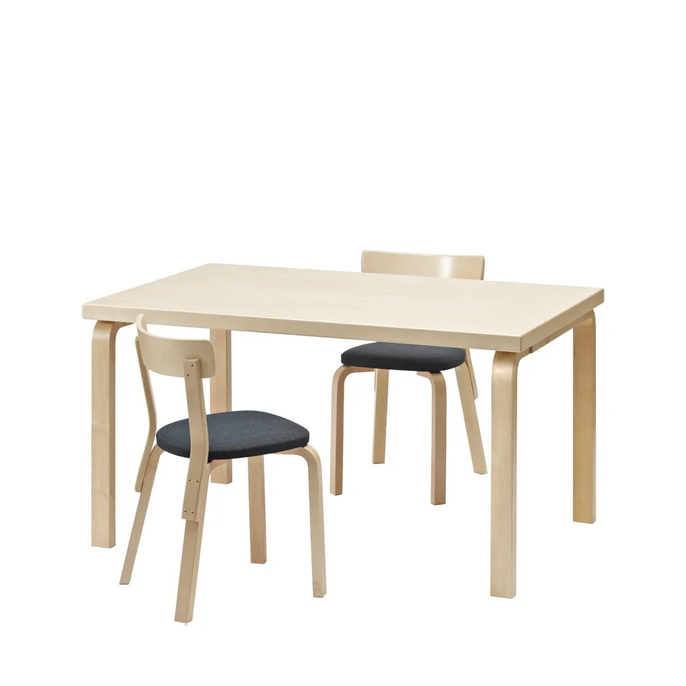 Aalto 82B matbord, Naturlackerad björk-Björkben Artek