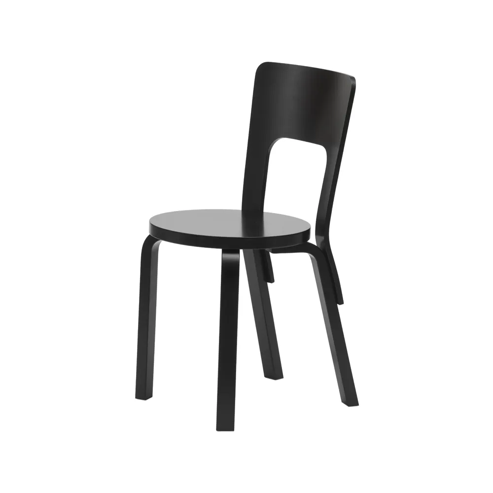 Chair 66 stol, Svartlackerad björk Artek