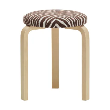 Stool 60 pall 3 st ben - Klarlackerad björk-tyg Zebra brun - Artek