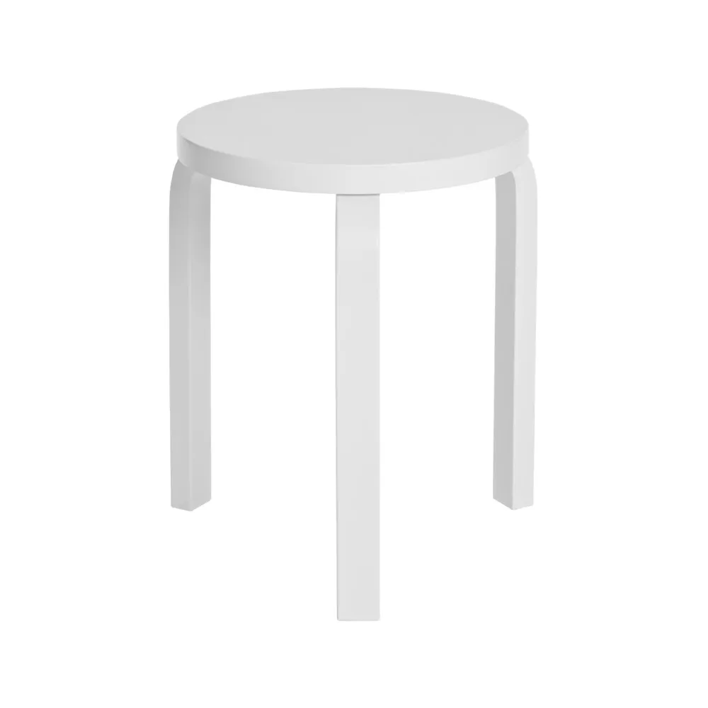 Stool 60 pall 3 st ben, Vit lack Artek