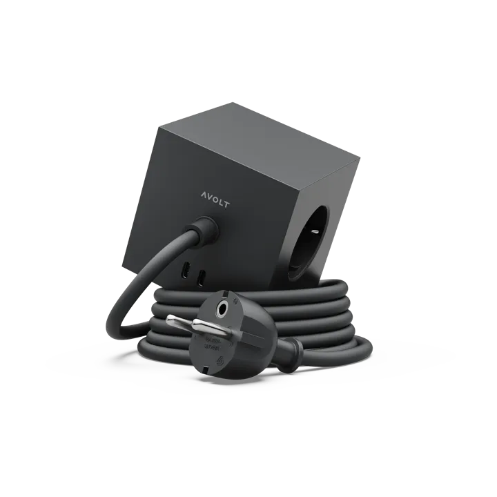 Square 1 grenuttag USB-C 30W 3 m - Stockholm Black - Avolt
