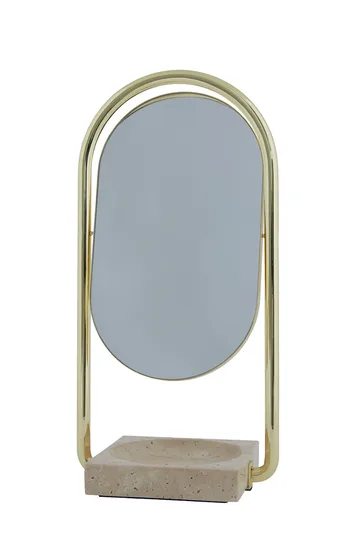 ANGUI bordsspegel 17,2x35 cm - Gold/Travertine - AYTM