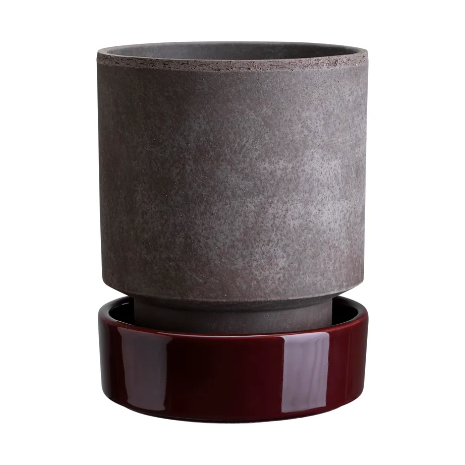 Hoff kruka, Ø14 cm, Raw Grey-Deep Burgundy Bergs Potter