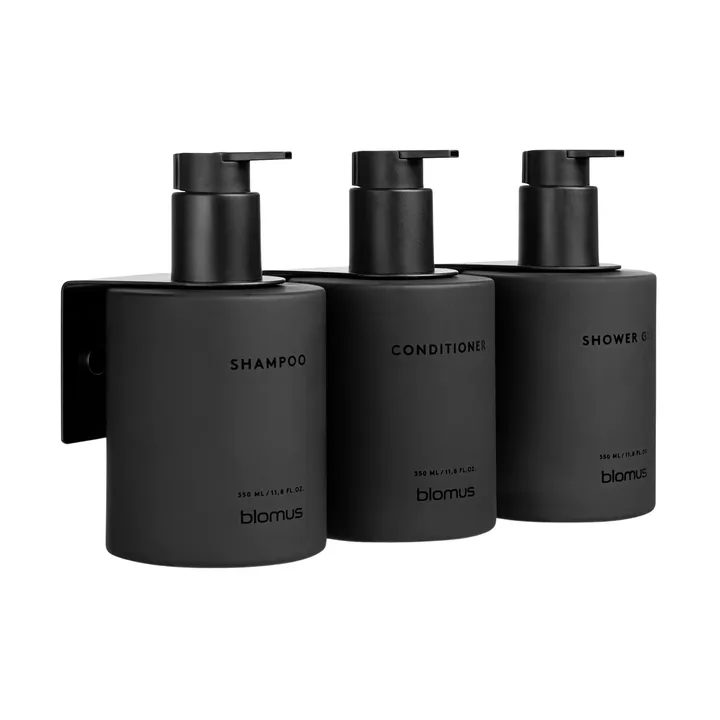 Kirei glasflaskor inkl vägghållare 3-pack - Smoke, monteras med skruv - blomus