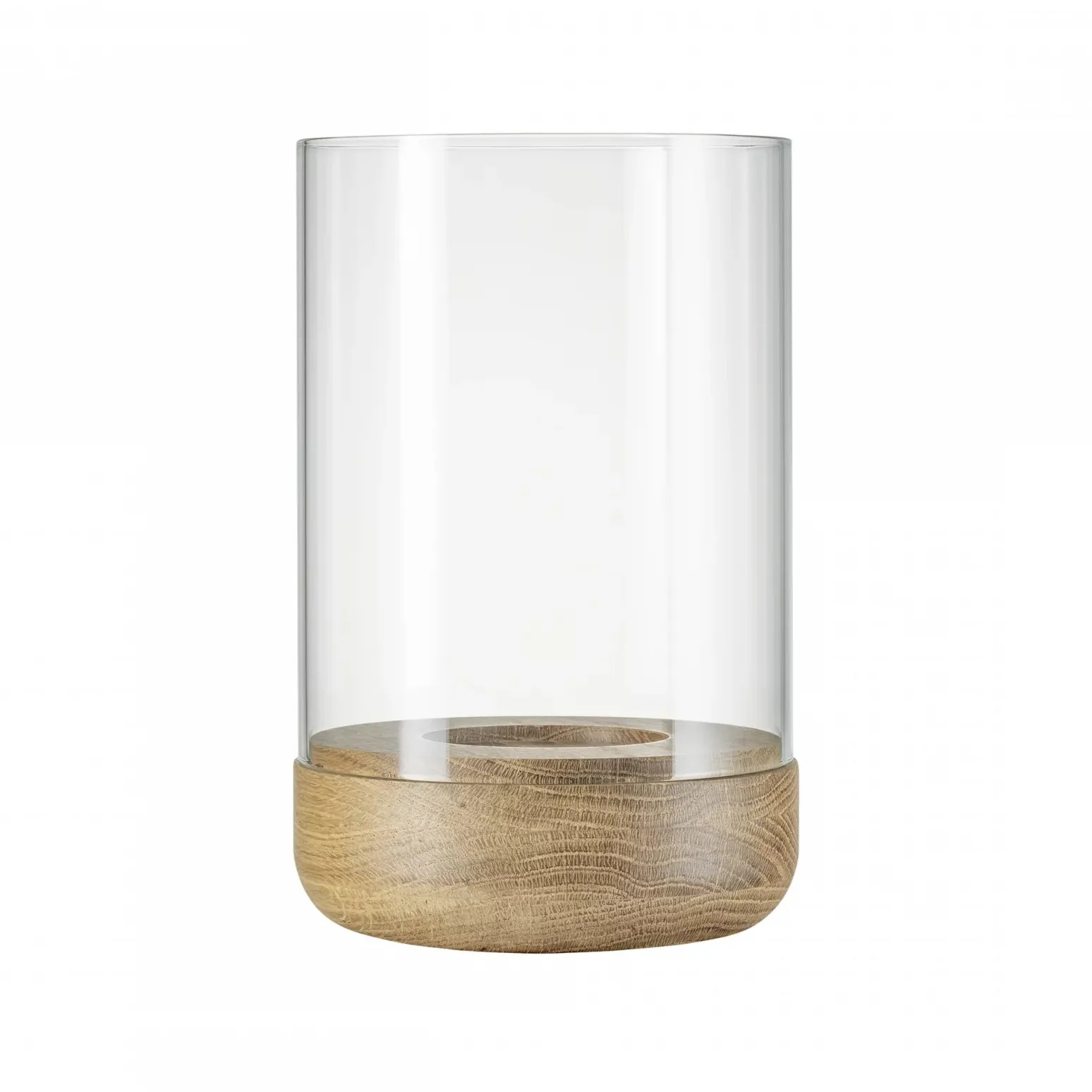Lanto lanterna ljuslykta M Ø12 cm, Transparent-oak blomus