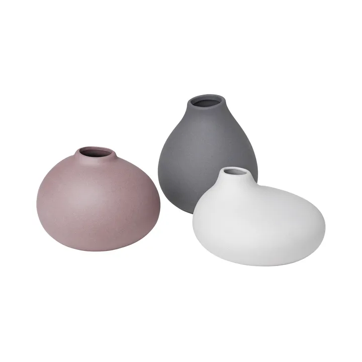 Nona vas 3-pack - Pewter-micro chip-bark - blomus