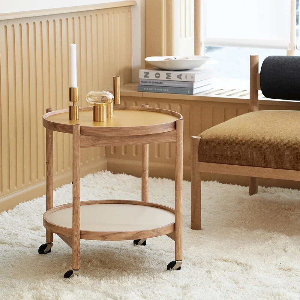 Bølling Tray Table model 50 rullbord, bok olja, oljat bokstativ Brdr. Krüger