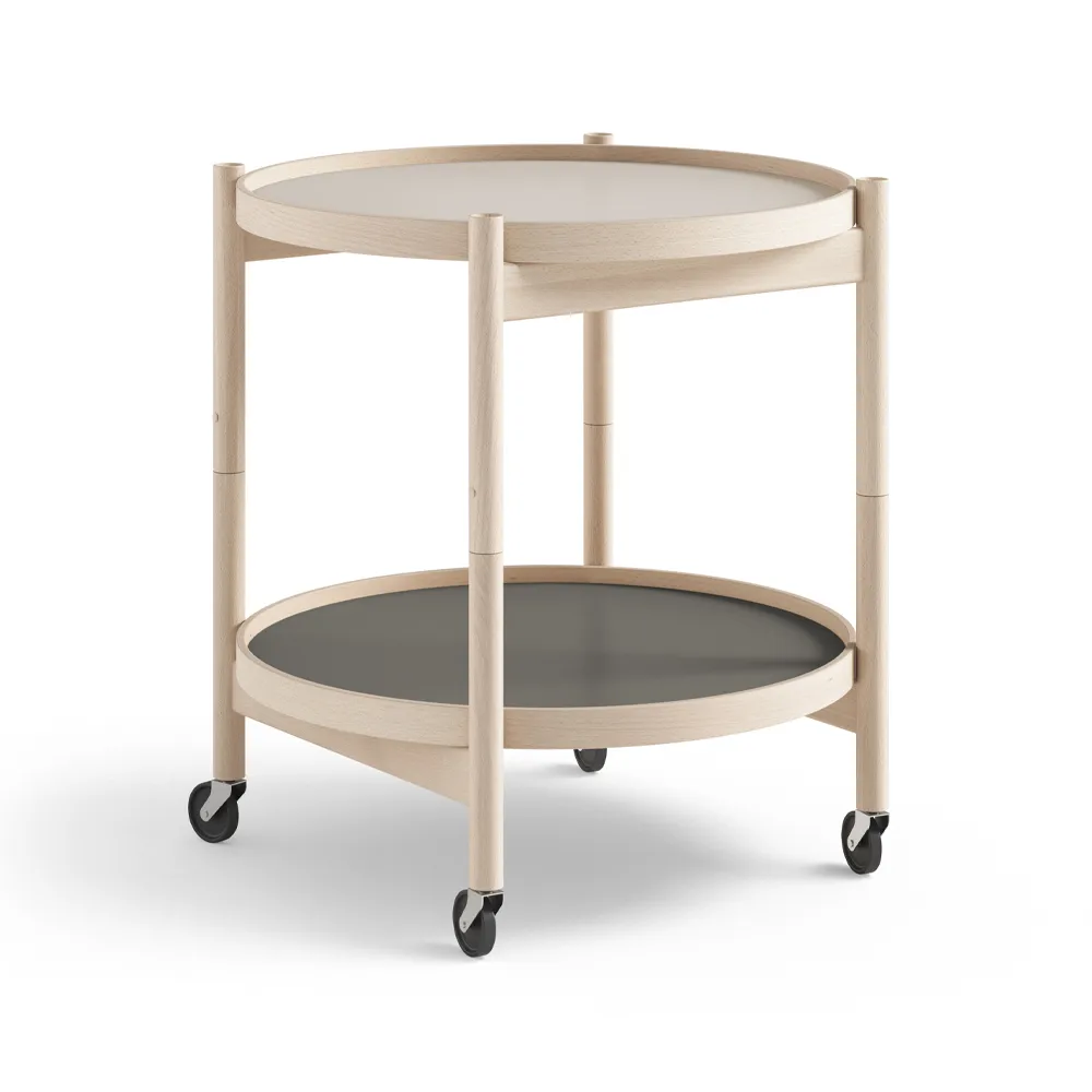 Bølling Tray Table model 50 rullbord, stone, obehandlat bokstativ Brdr. Krüger