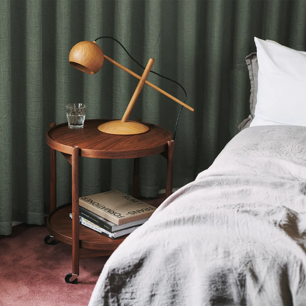 Bølling Tray Table model 50 rullbord, stone, obehandlat ekstativ Brdr. Krüger