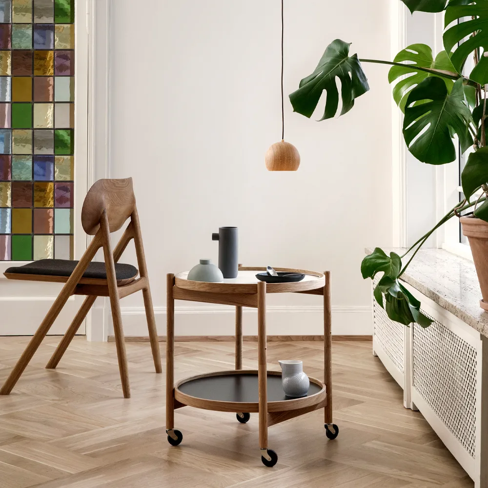 Bølling Tray Table model 50 rullbord, water, obehandlat ekstativ Brdr. Krüger