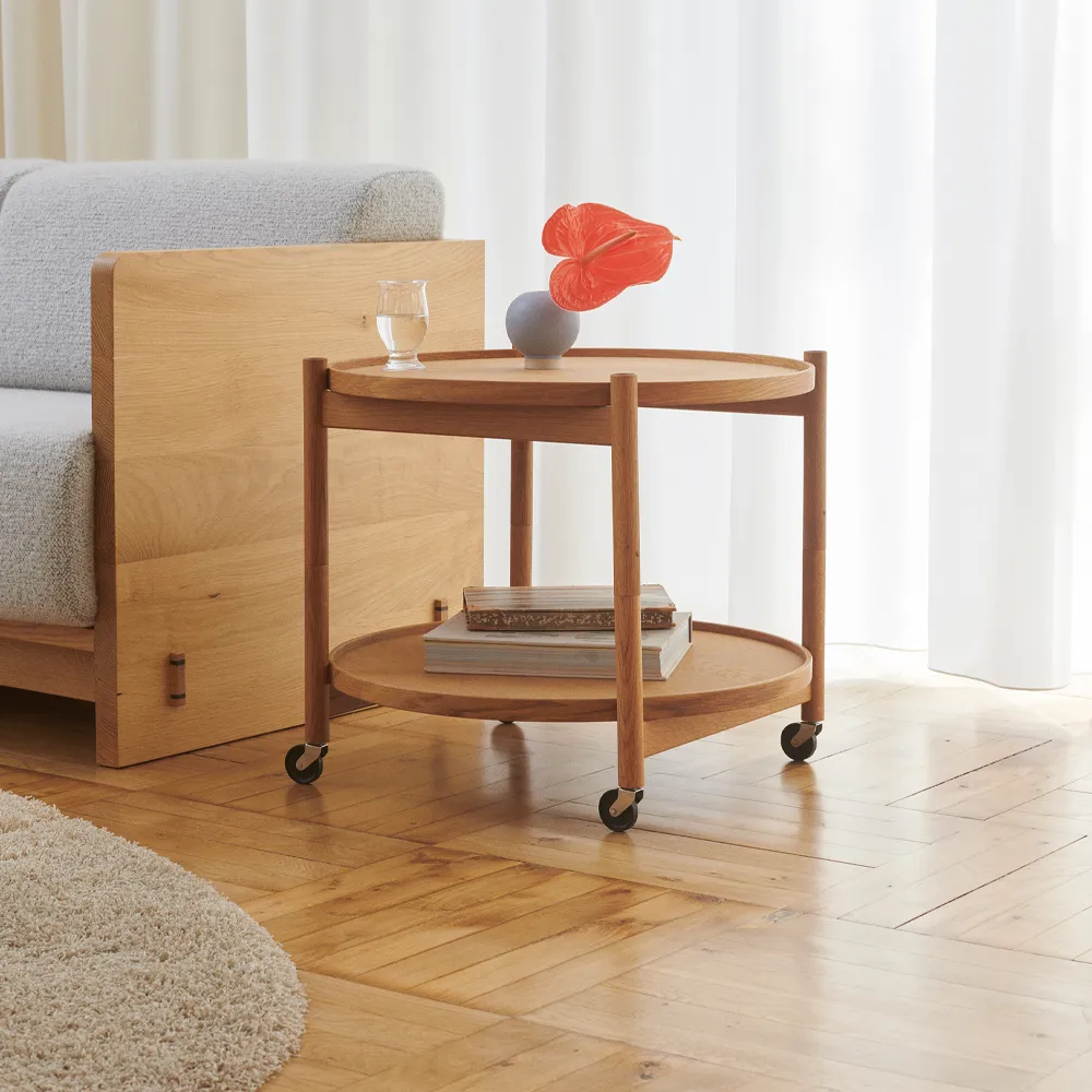 Bølling Tray Table model 60 rullbord, base, obehandlat ekstativ Brdr. Krüger
