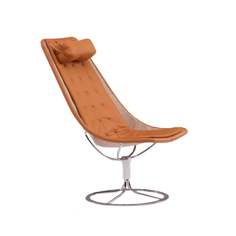 Jetson 66 Lång dyna fåtölj, Elmosoft 54035 cognac-linneväv Bruno Mathsson International