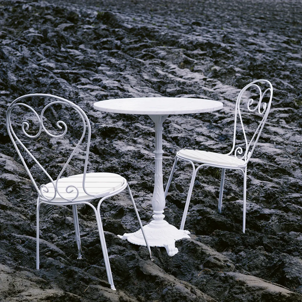 Classic cafébord, Marmor vit, vitt stativ Byarums bruk