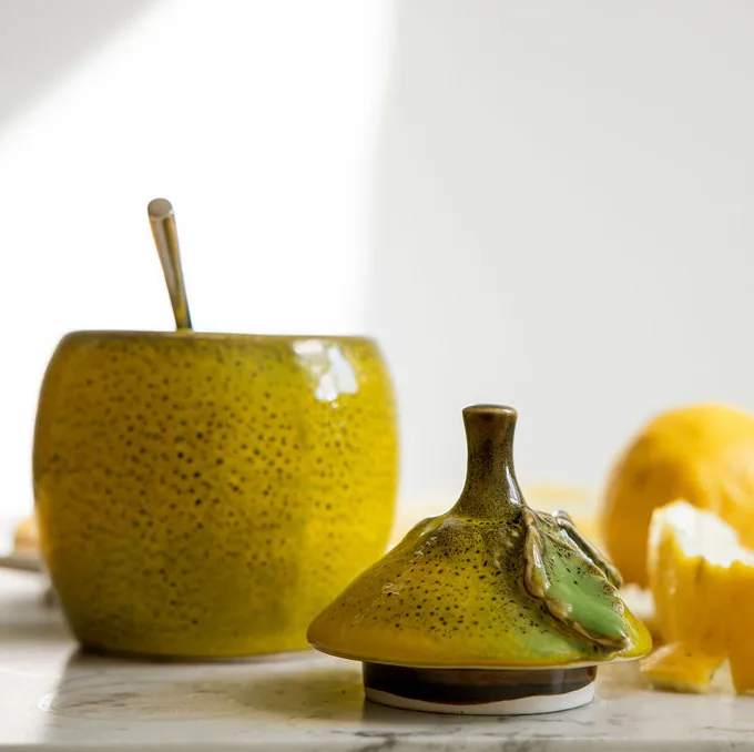 Lemon jam skål med lock 15,5 cm, Gul Byon