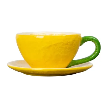 Lemon kopp med fat 25 cl - Yellow - Byon