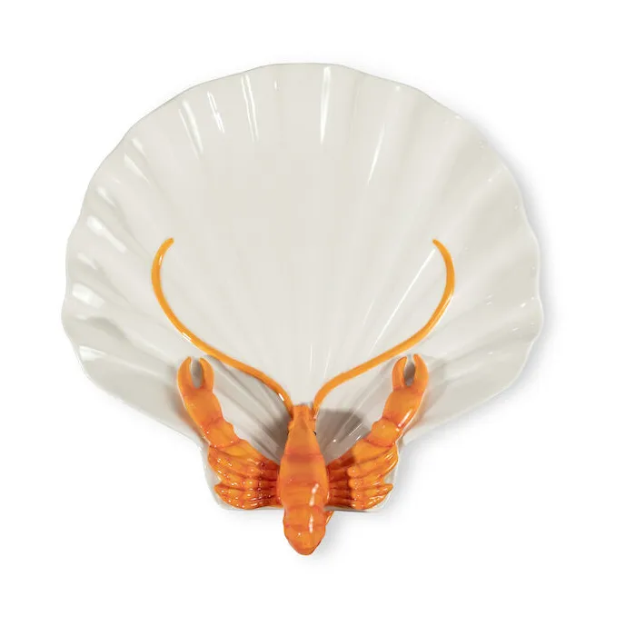 Lobsti serveringsfat, Vit-orange Byon