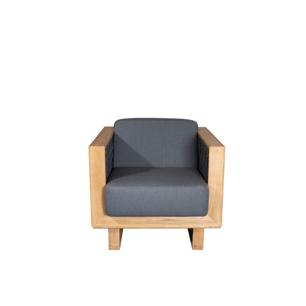 Angle loungefåtölj, Dark grey, teak Cane-line