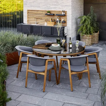 Aspect matbord runt - Fossil grey-teak - Cane-line