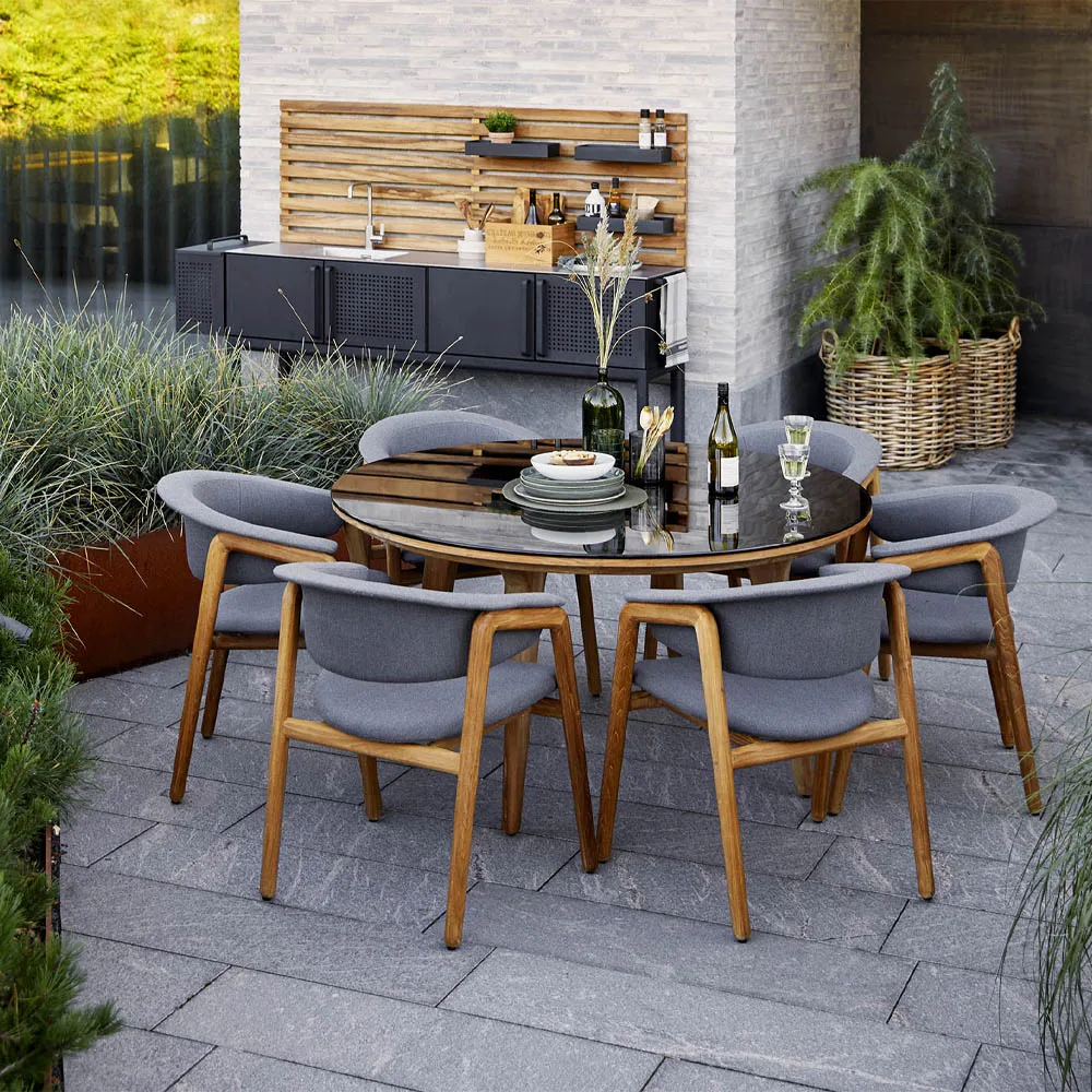 Aspect matbord runt, Travertine Cane-line