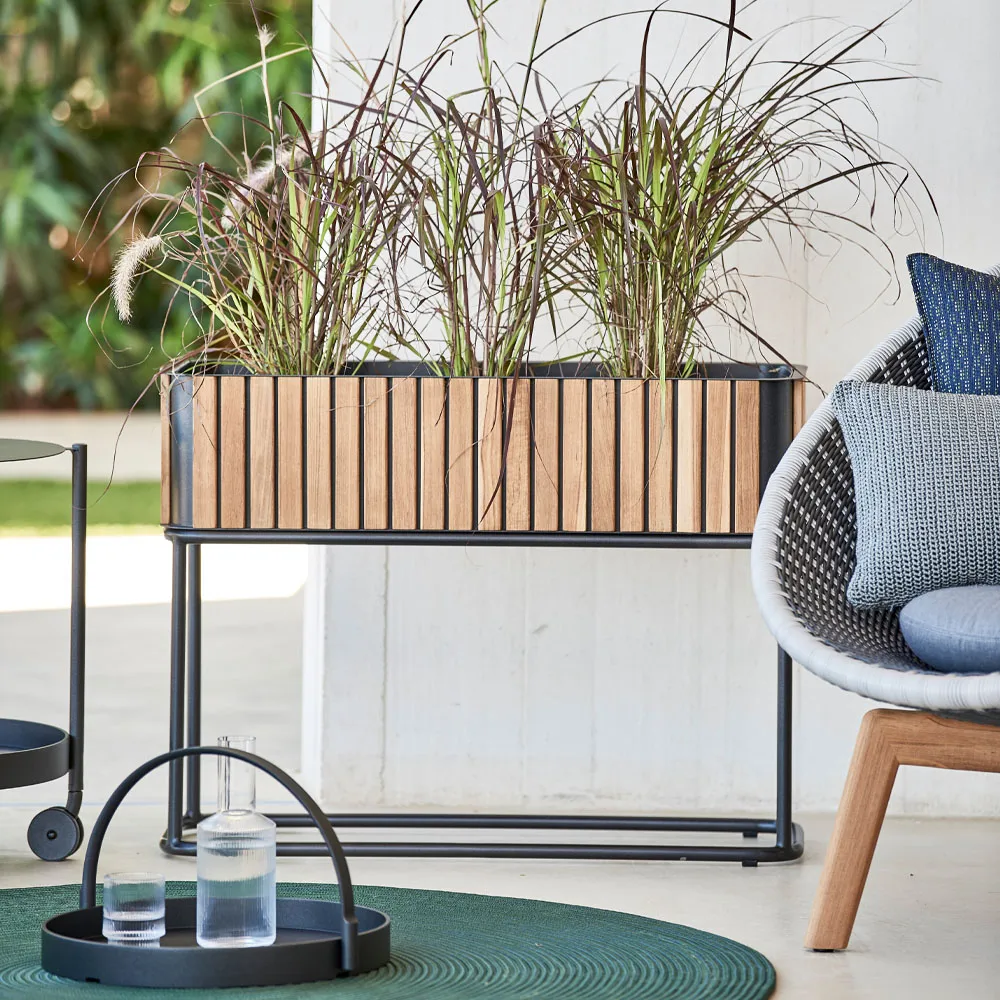 Combine planteringsbox, Teak, lava grey Cane-line