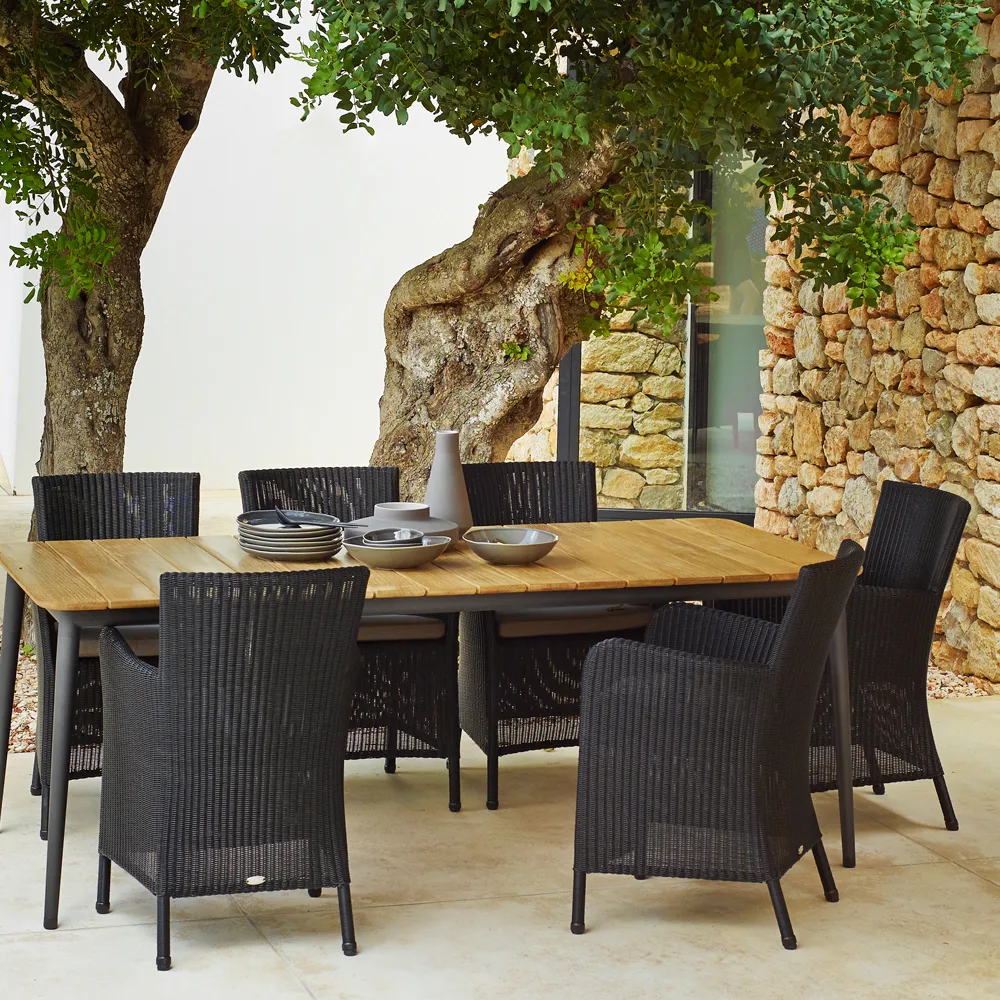 Core matbord teak 210x100x74 cm, Taupe stativ Cane-line