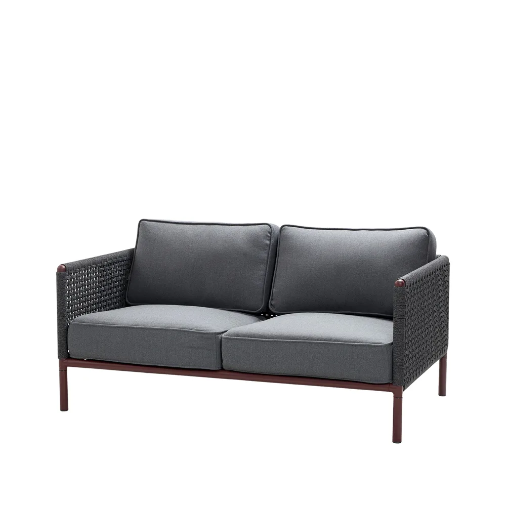 Encore 2-sits soffa, Cane-Line airtouch bordeaux/dark grey Cane-line