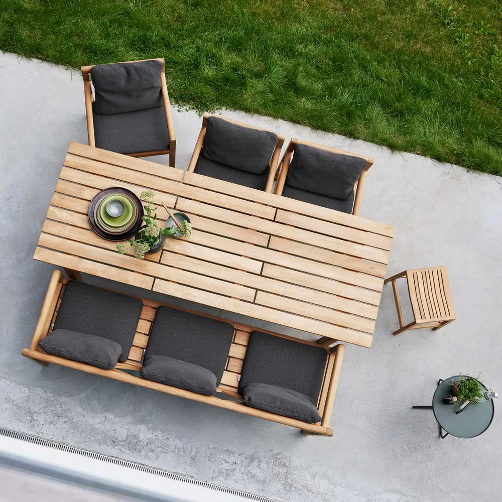 Grace 2-sits bänk, Light grey, teak Cane-line
