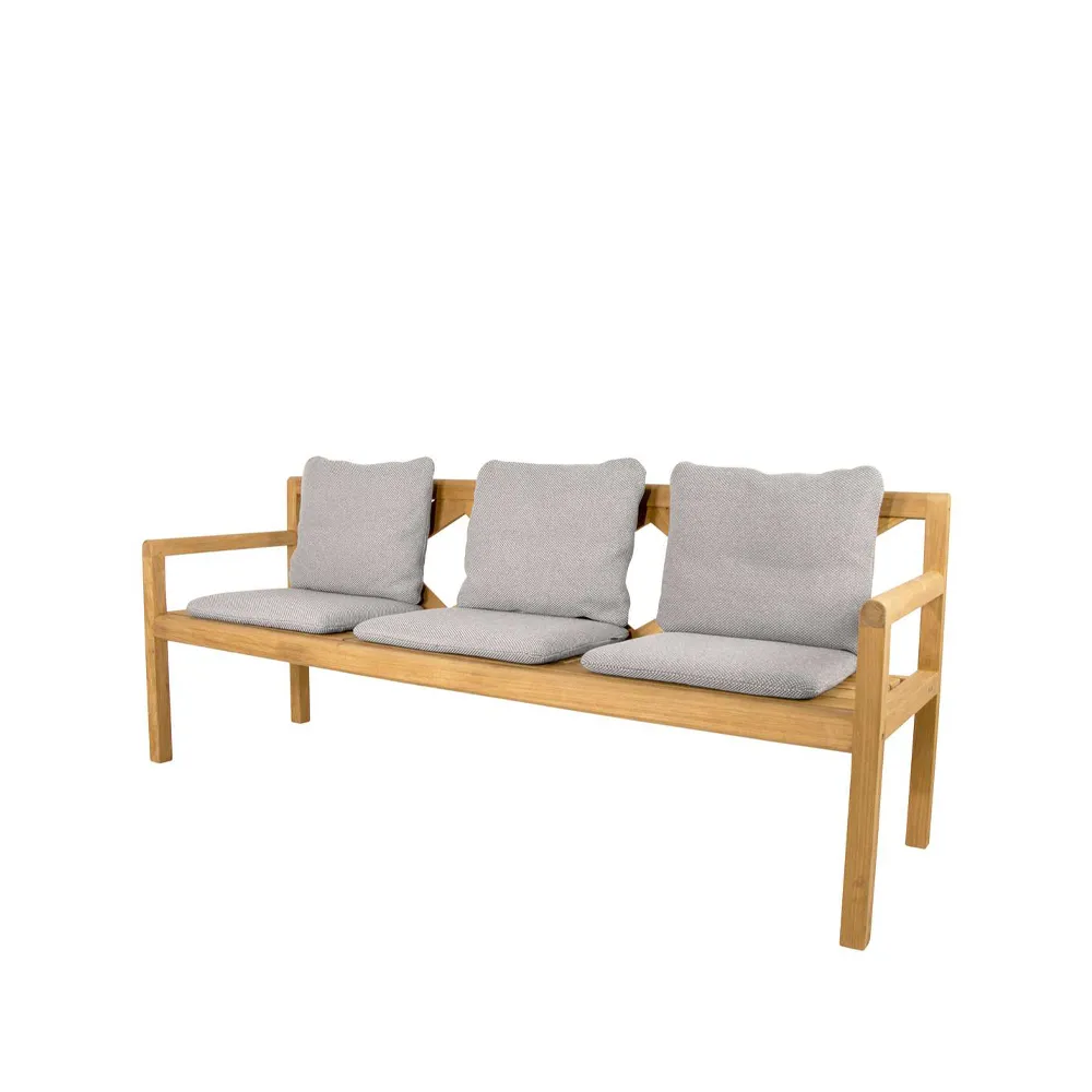 Grace 3-sits bänk, Light grey, teak Cane-line