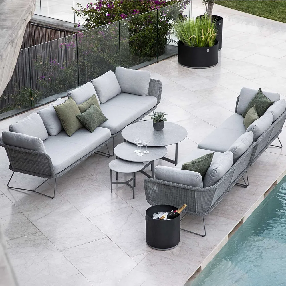 Horizon modulsoffa, Cane-Line Natté light grey, höger Cane-line