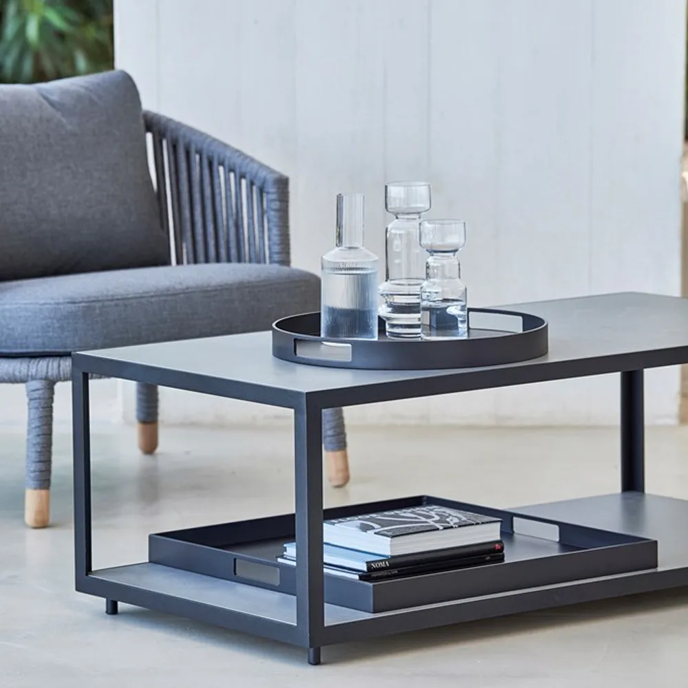 Level soffbord teak 79x79 cm, Lava grey Cane-line