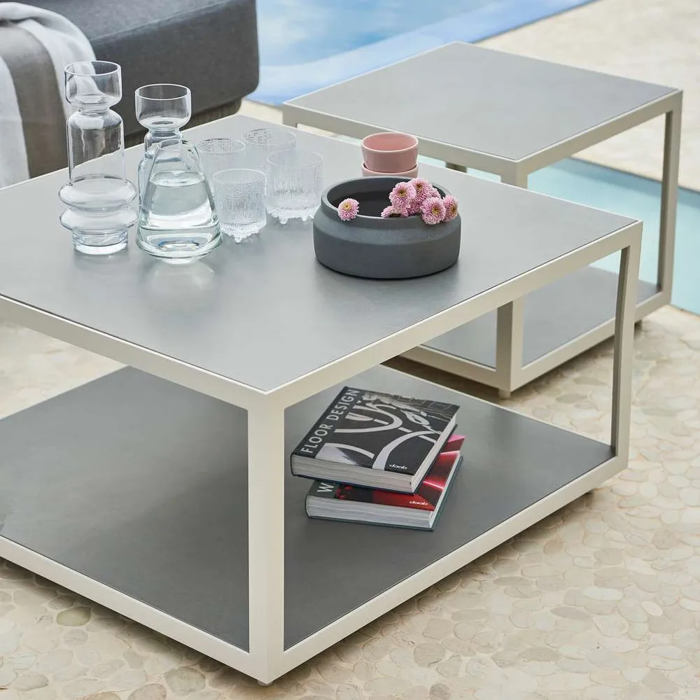 Level soffbord teak 79x79 cm, Lava grey Cane-line