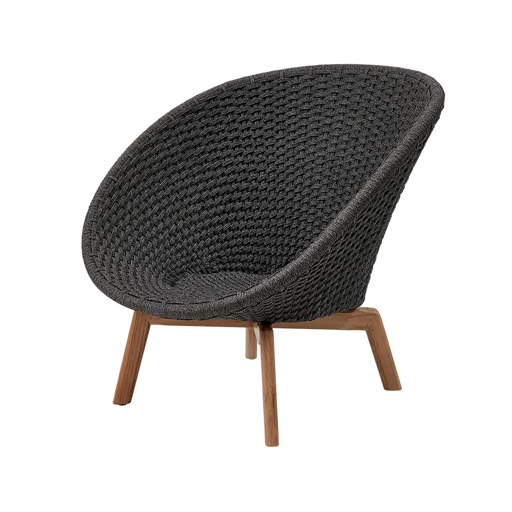 Peacock Rope loungefåtölj, Dark grey, teakben Cane-line