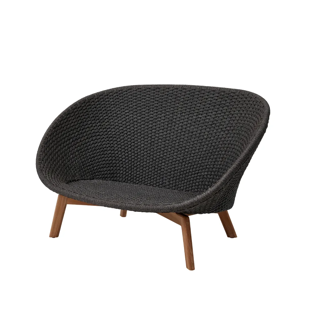 Peacock soffa 2-sits soft rope, Dark grey, teak Cane-line