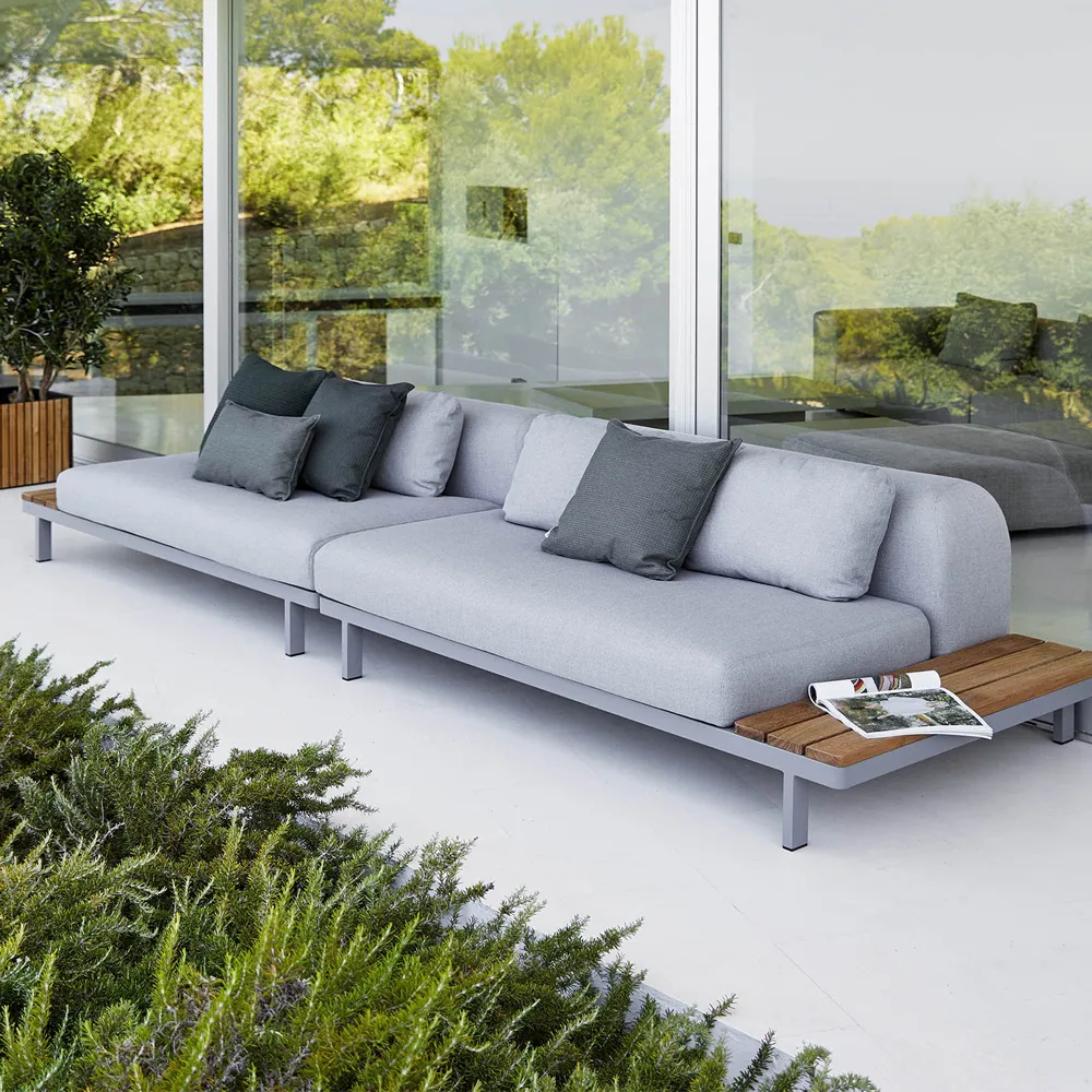 Space modulsoffa 2-sits light grey, Vänster-grå aluminiumstativ Cane-line