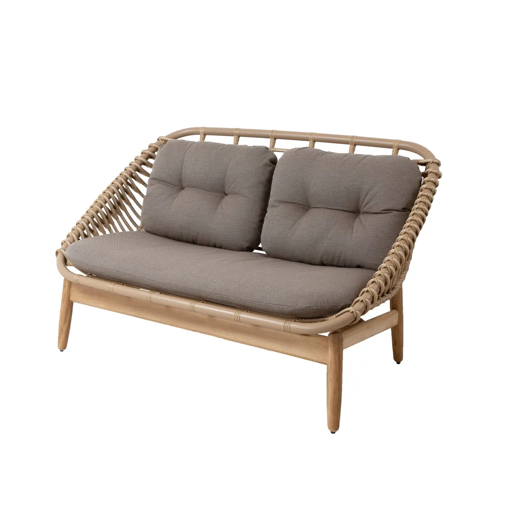 String 2-sits soffa teakben, Cane-Line airtouch taupe Cane-line