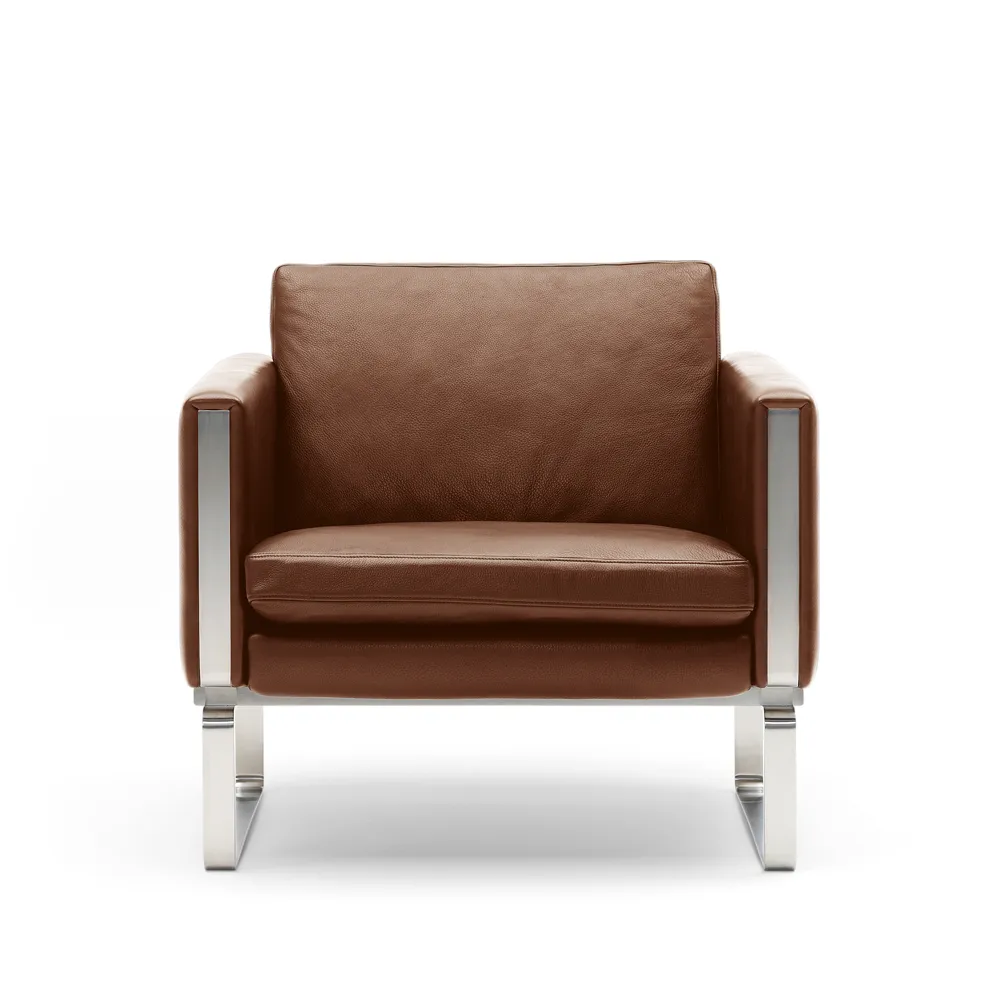 CH101 fåtölj, Sif 92 läder-rostfritt stål Carl Hansen & Søn