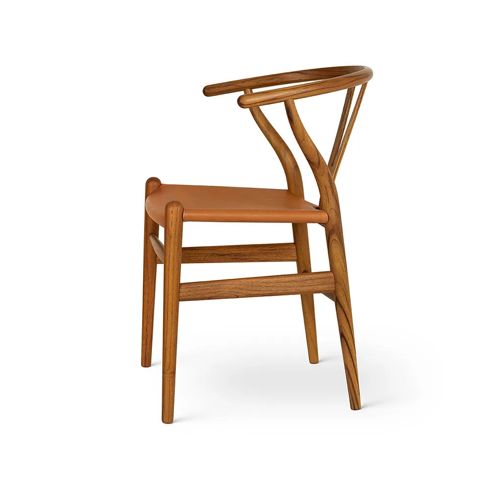 CH24 Y-stol Birthday Edition, Teak, sits i anilinläder Carl Hansen & Søn
